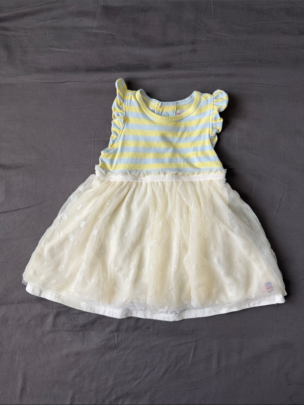 Magnetic Me Bodysuit Tutu Dress 9-12M Yellow Blue Stripe